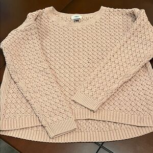 Old Navy Dusty Pink Textured Crewneck Sweater chunky and cute